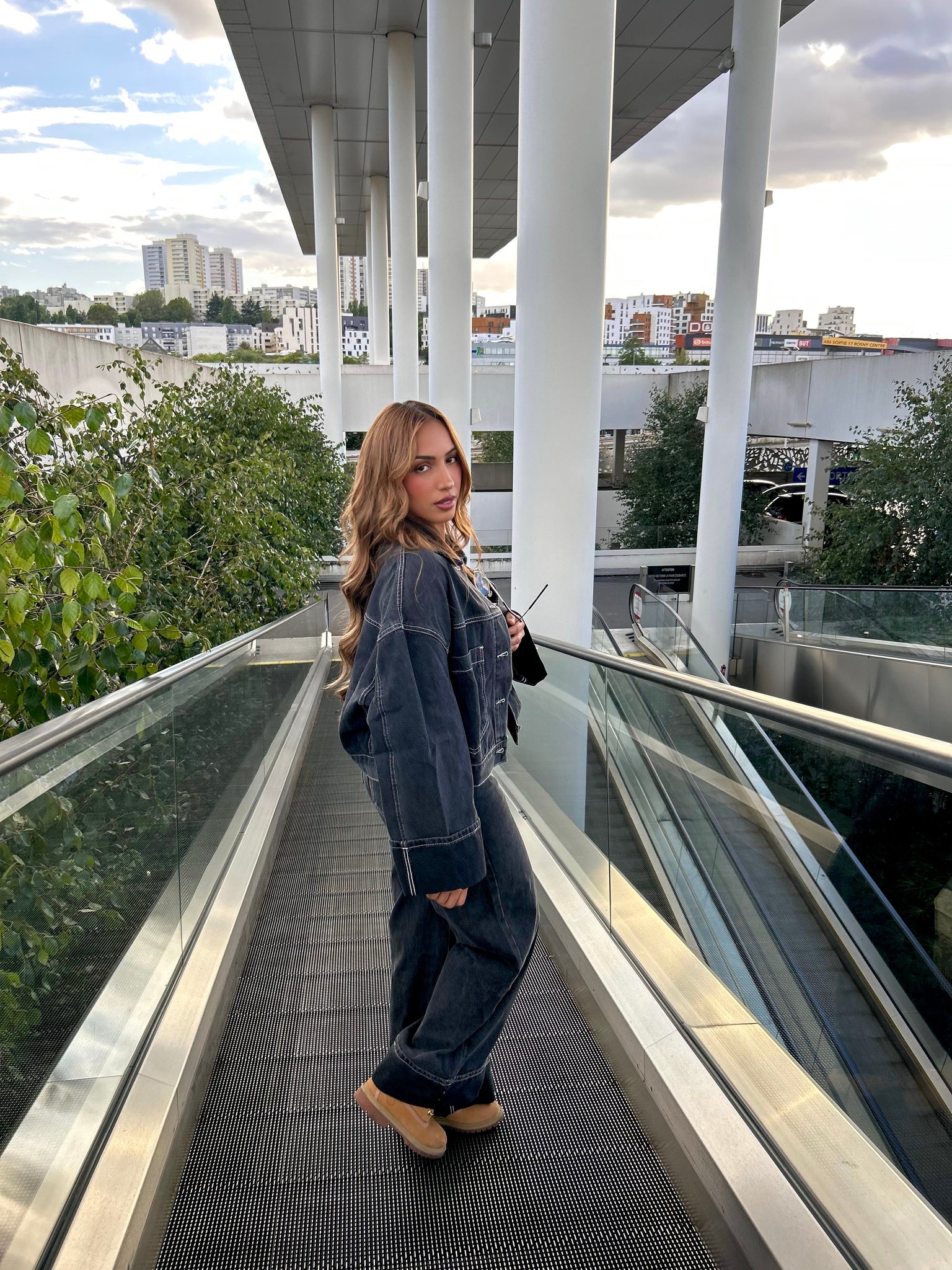 Veste en jeans loose LÉNA (gris foncé) 9885