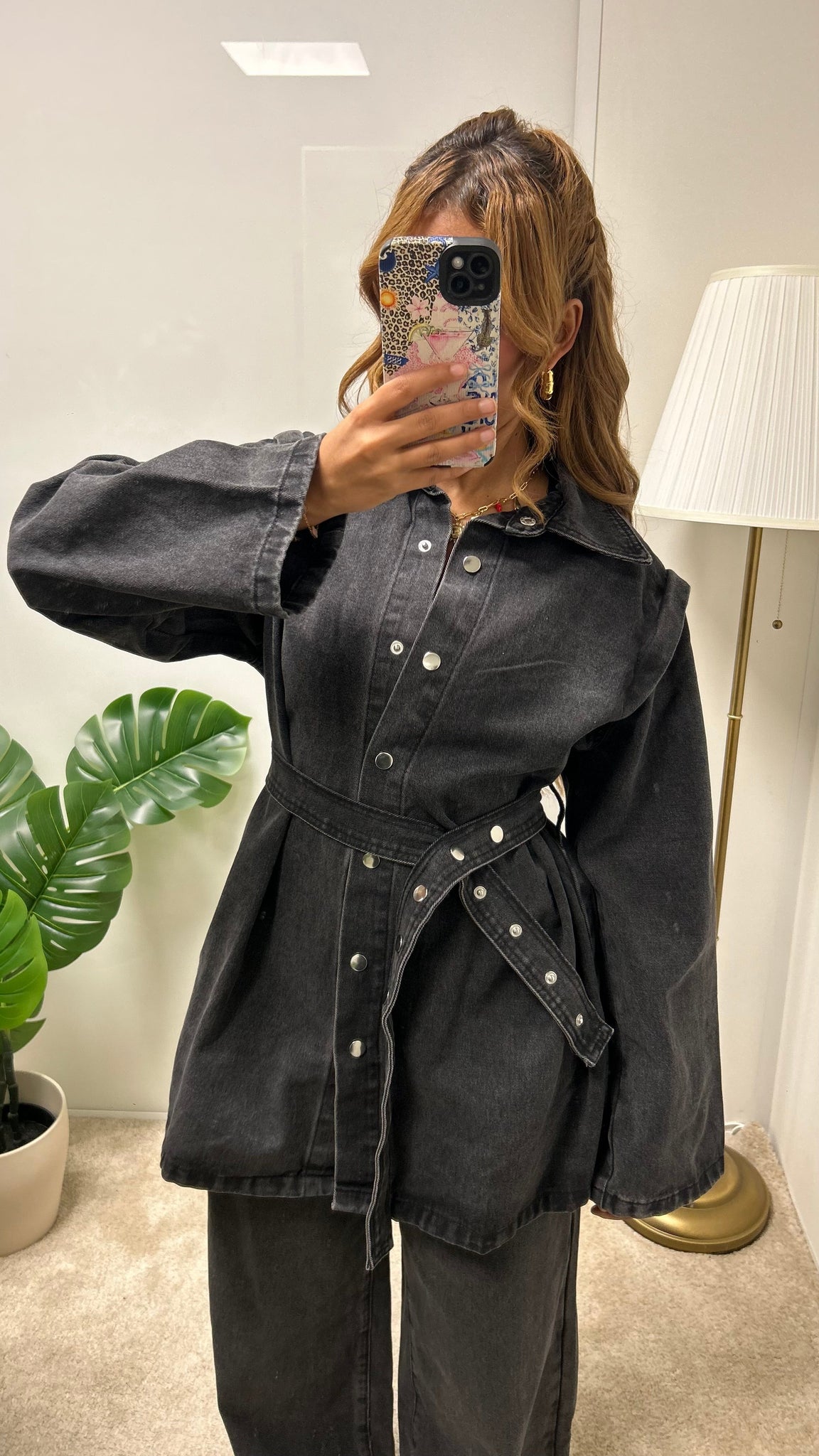 Jeans loose taille basse SYRIELLE (gris)